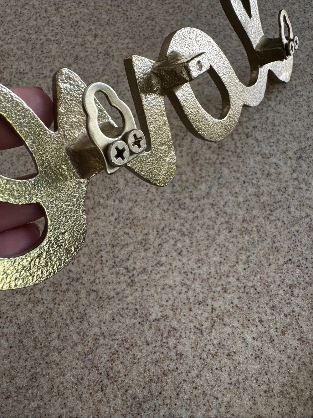 Love Gold Metal Wall Decor Accent Script Brass Tones Wedding Bedroom Office